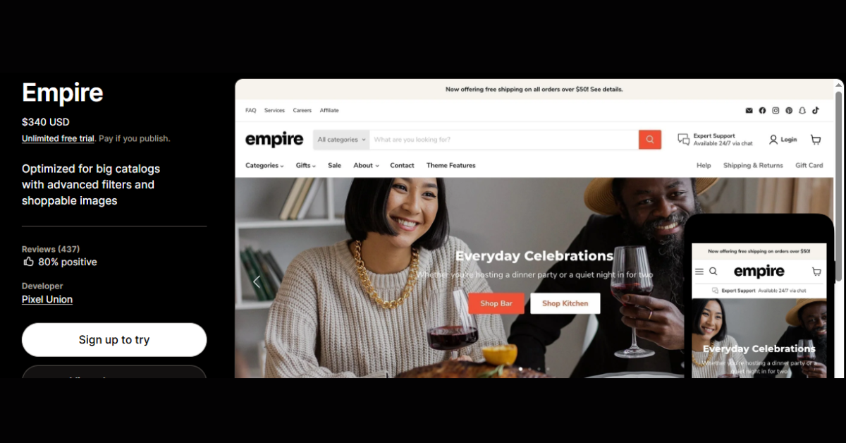 Empire – Best Shopify Theme for Drop shipping Stores