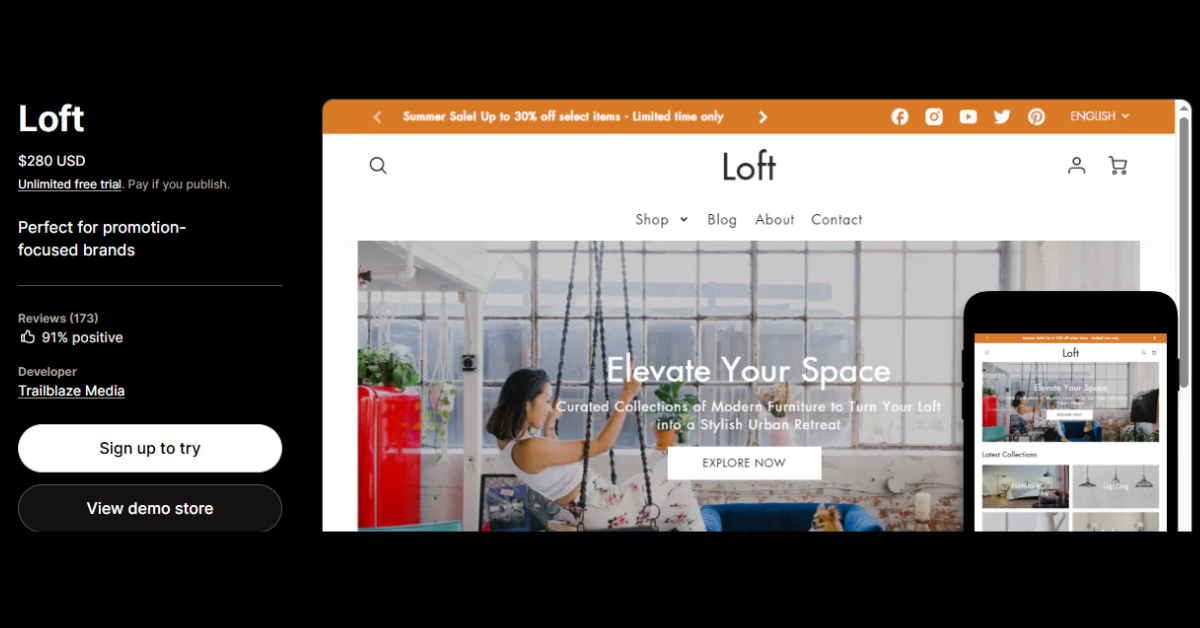 Loft – Best Shopify Theme for Home Decor & Furniture