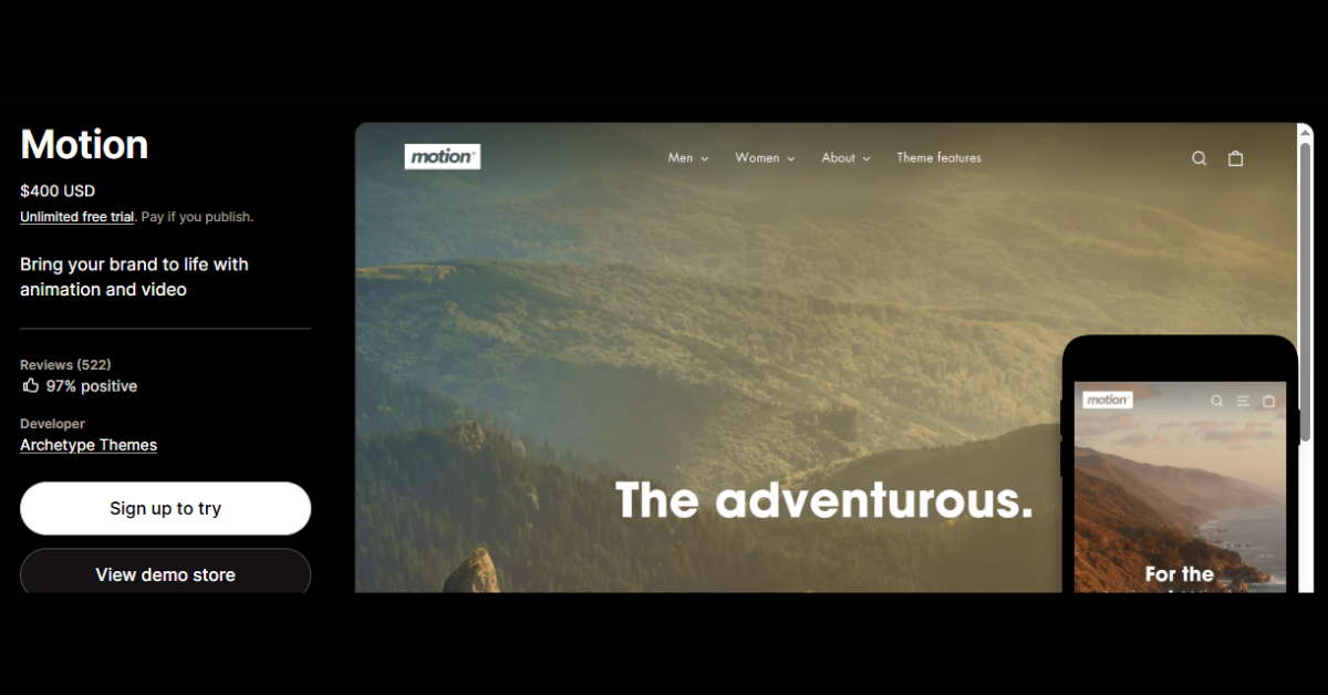 Motion – Best Shopify Theme for Video & Dynamic Content