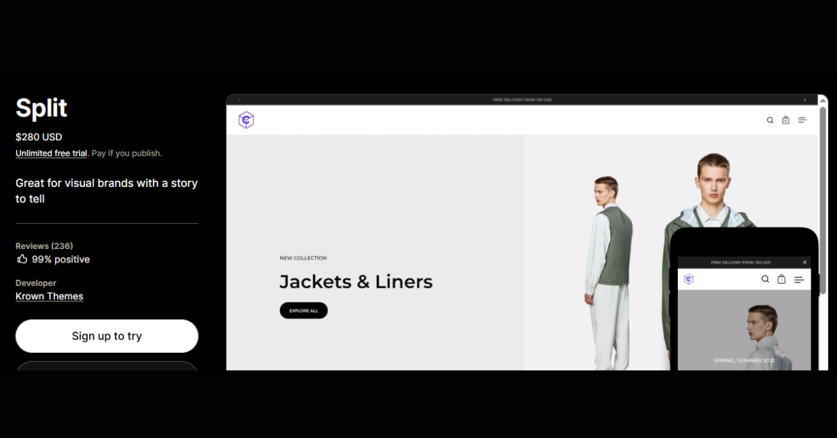 Split – Best Shopify Theme, Minimalist Theme for Clean Layouts