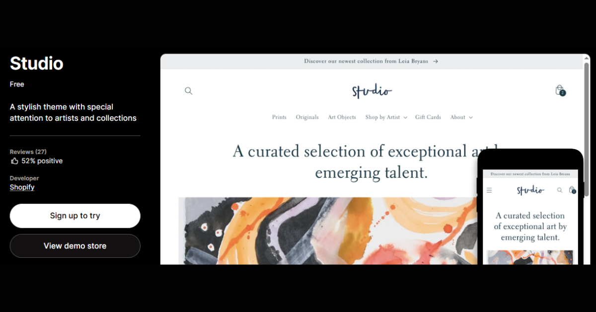 Studio – Best Shopify Theme for Creatives & Portfolios