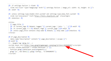 GTM code inside the head tag