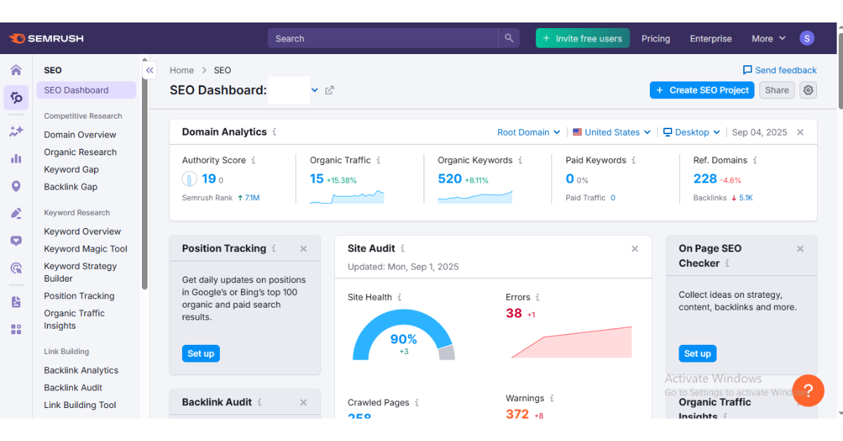 SEO Monitoring Tools Semrush