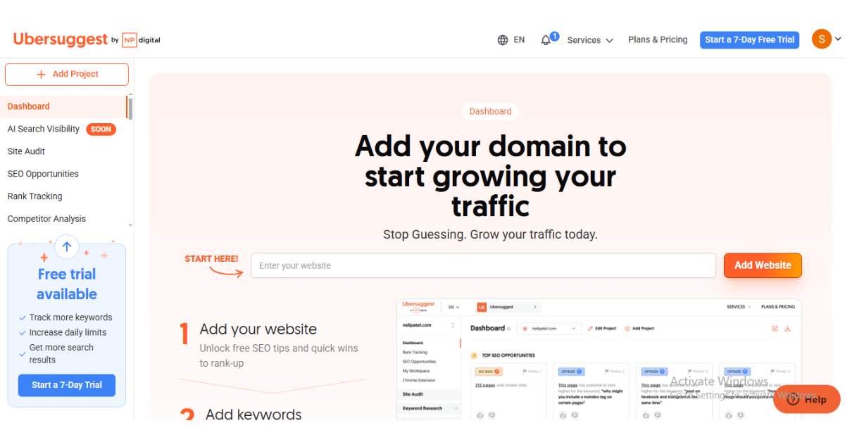 SEO Monitoring Tools Ubersuggest