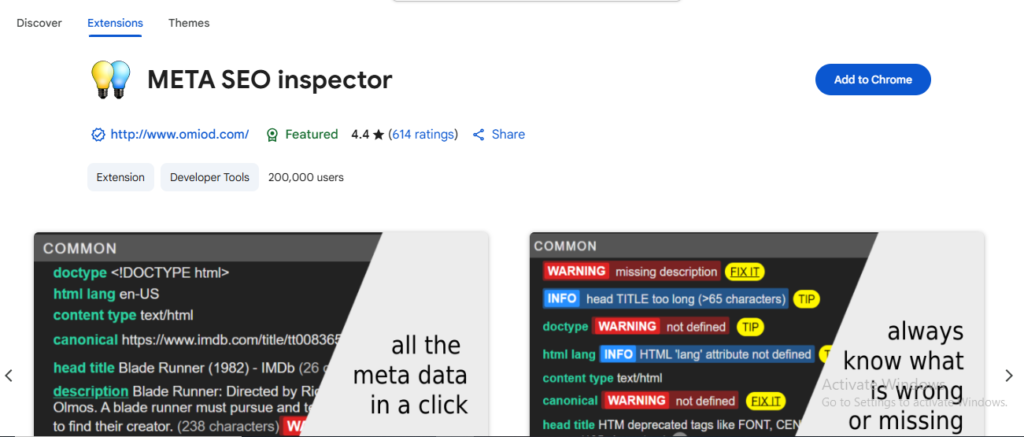 SEO analysis Chrome extensions