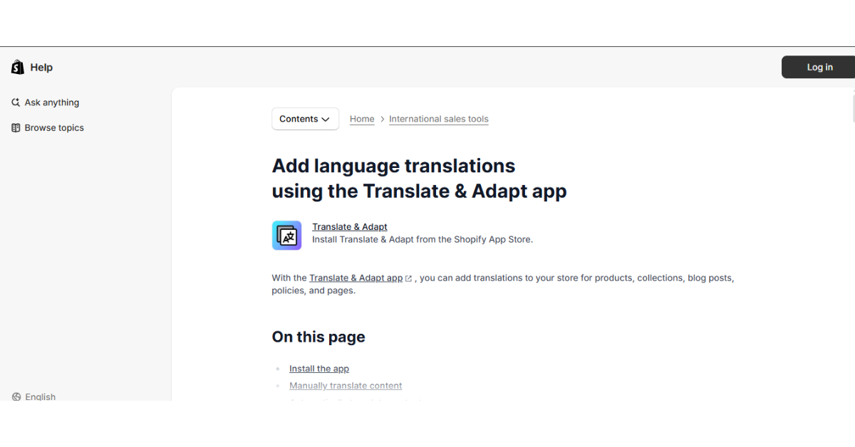 Shopify’s own translation plugin