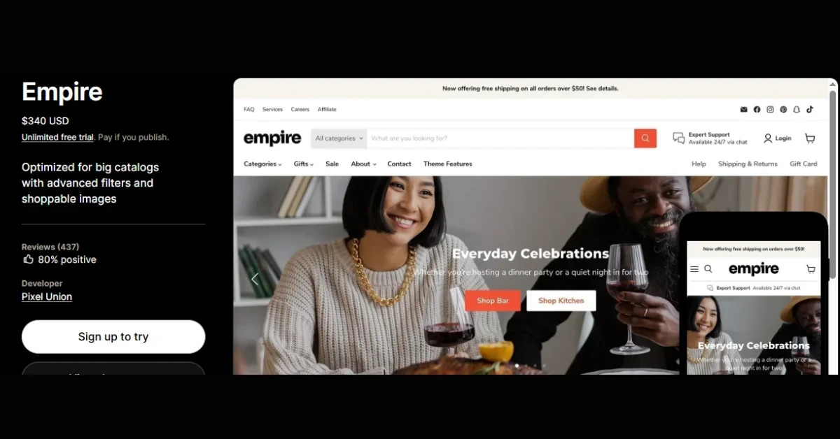 Empire – Best Shopify Theme for Drop shipping Stores