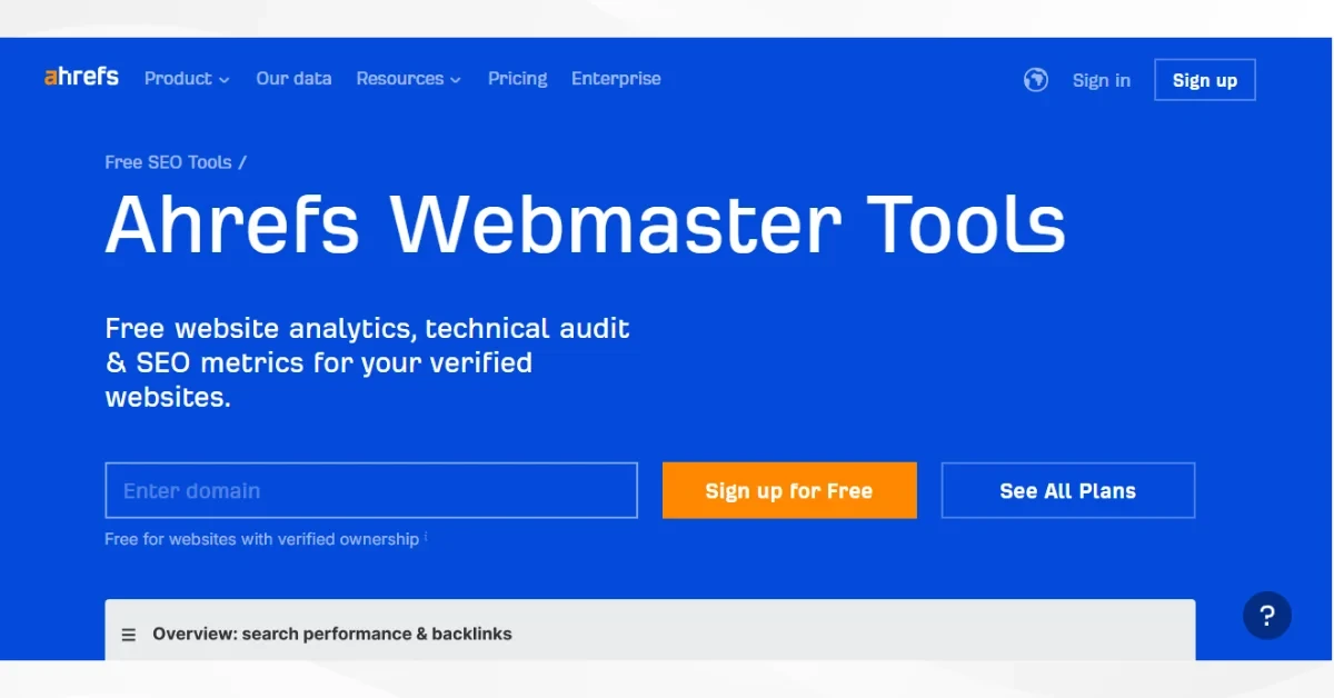 Ahrefs Webmaster Tools