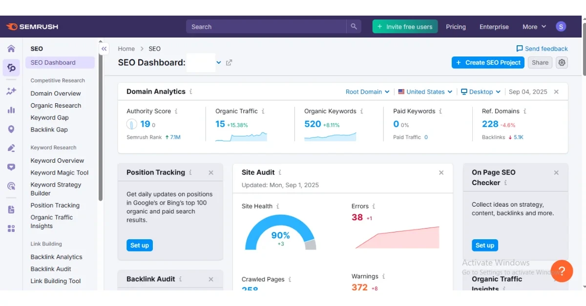 SEO Monitoring Tools Semrush