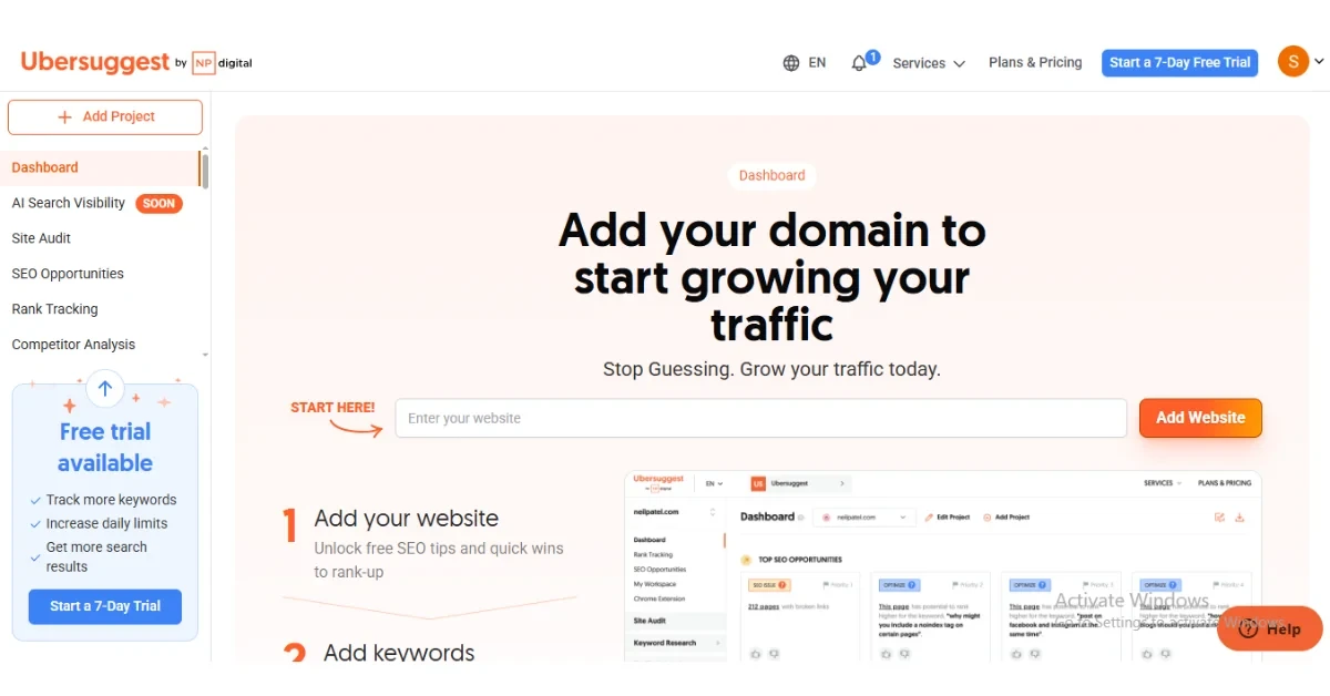 SEO Monitoring Tools Ubersuggest
