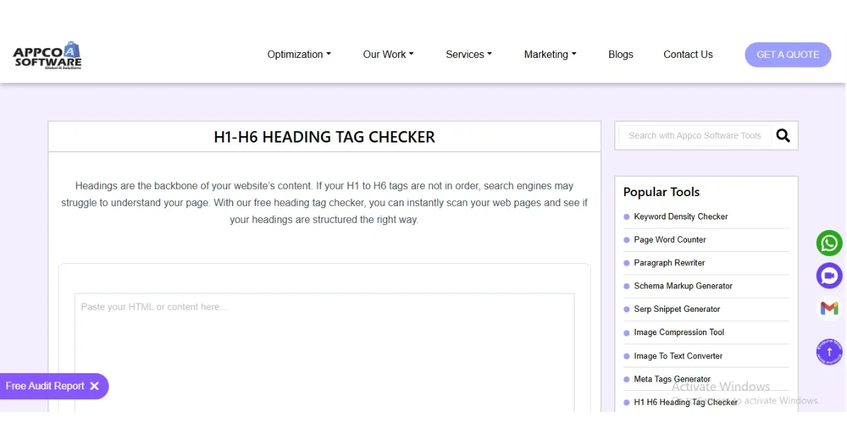 Free H1-H6 Heading Tag Checker