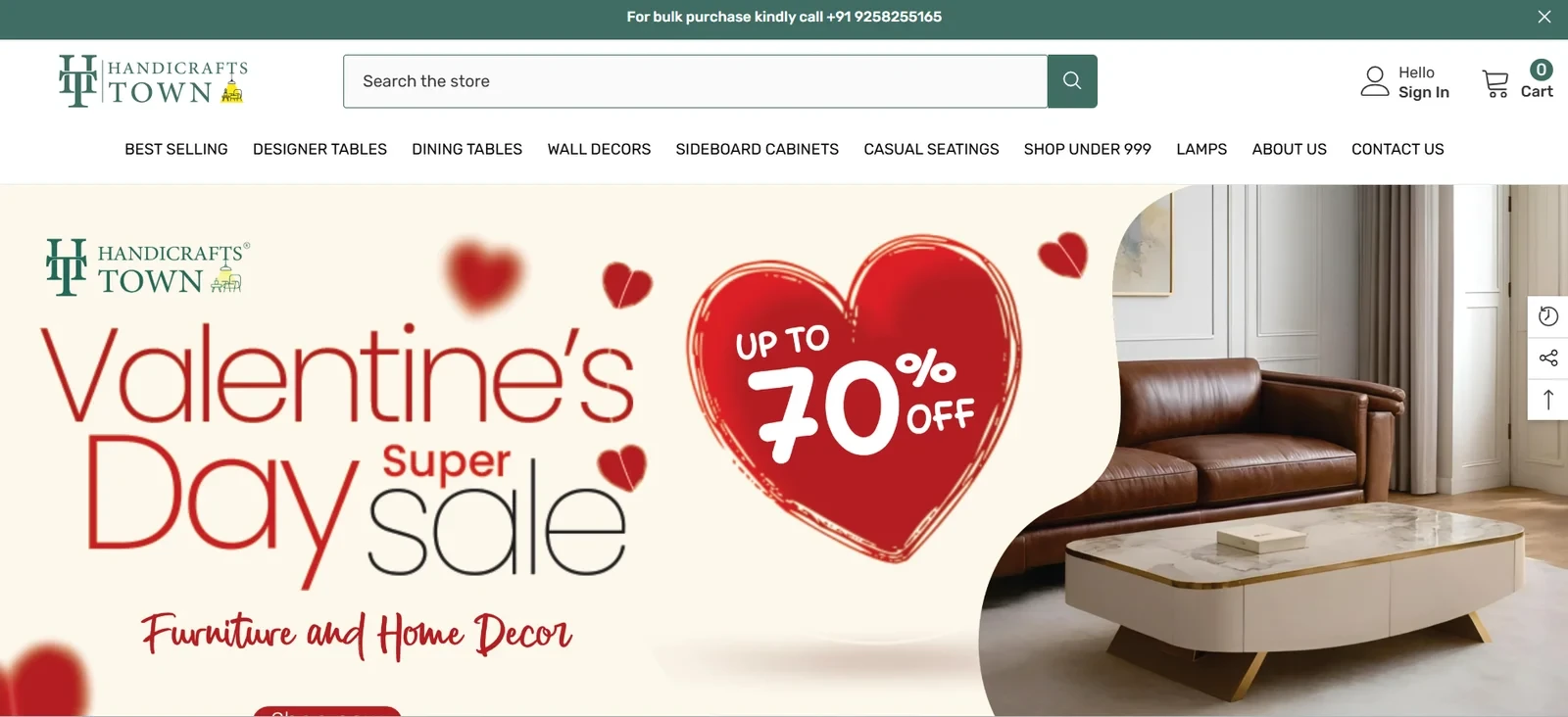 Shopify website development agency for Home Decor & Handcrafted in india