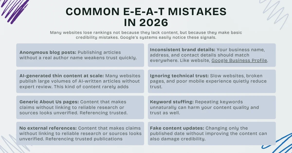 Common E-E-A-T Mistakes in 2026