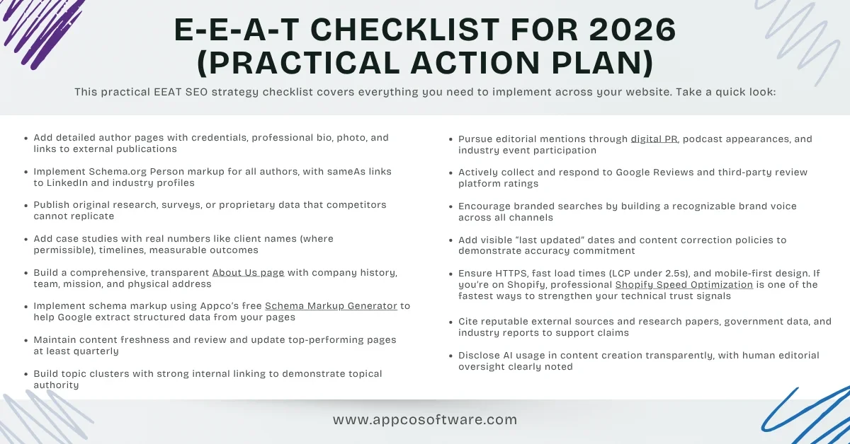 E-E-A-T Checklist for 2026 (Practical Action Plan)