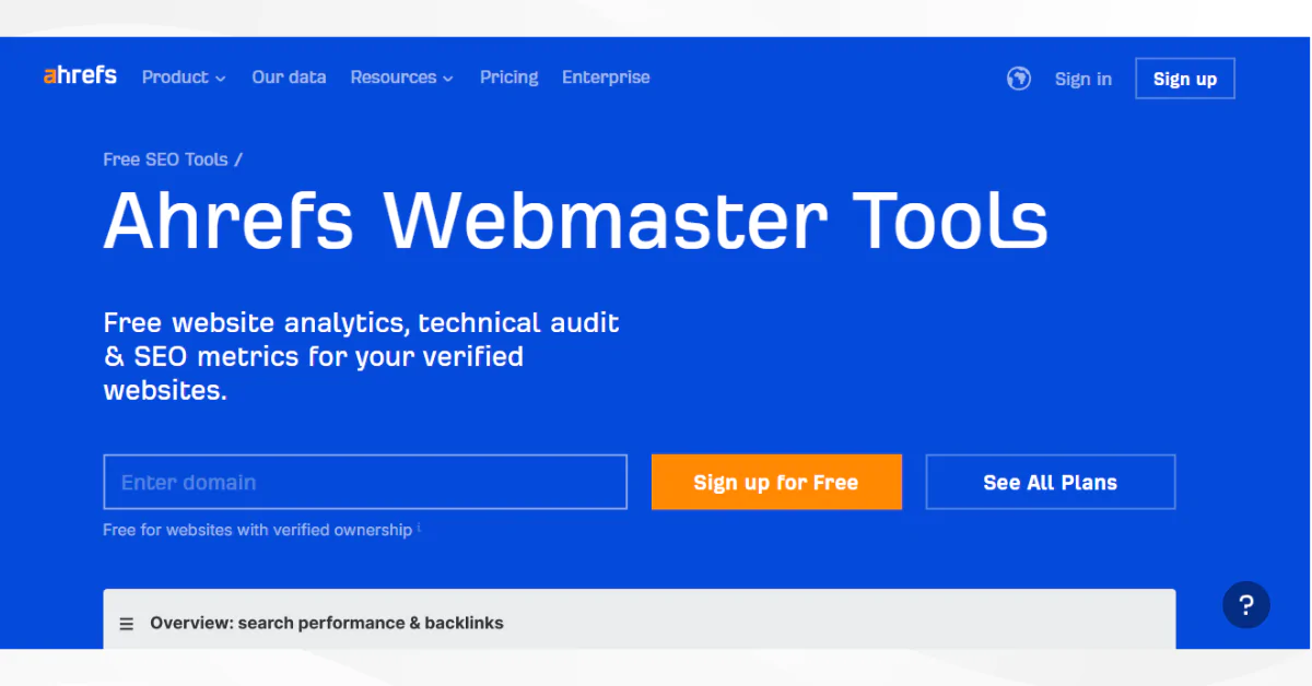 Ahrefs Webmaster Tools