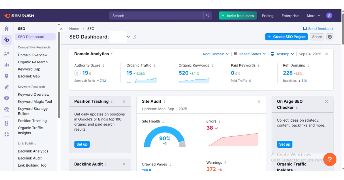 SEO Monitoring Tools Semrush