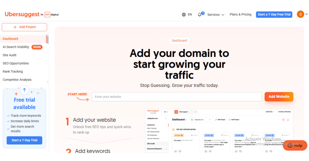 SEO Monitoring Tools Ubersuggest