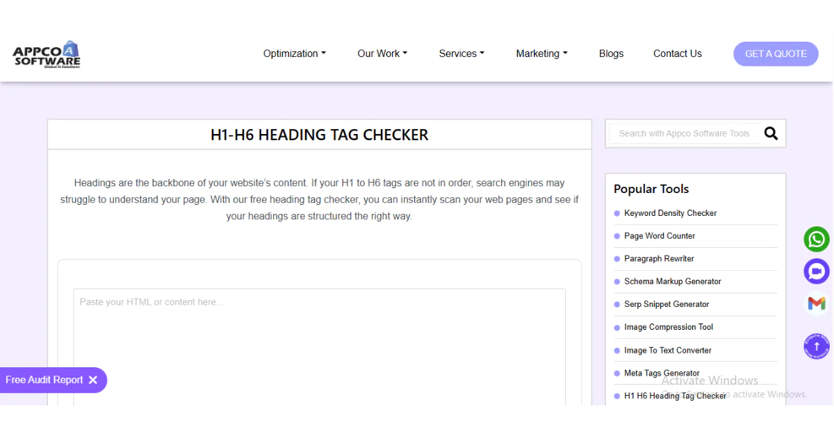 Free H1-H6 Heading Tag Checker