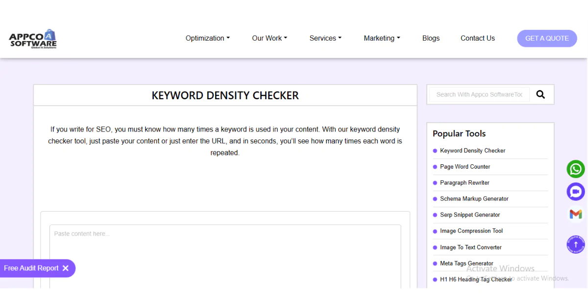 free KEYWORD DENSITY CHECKER