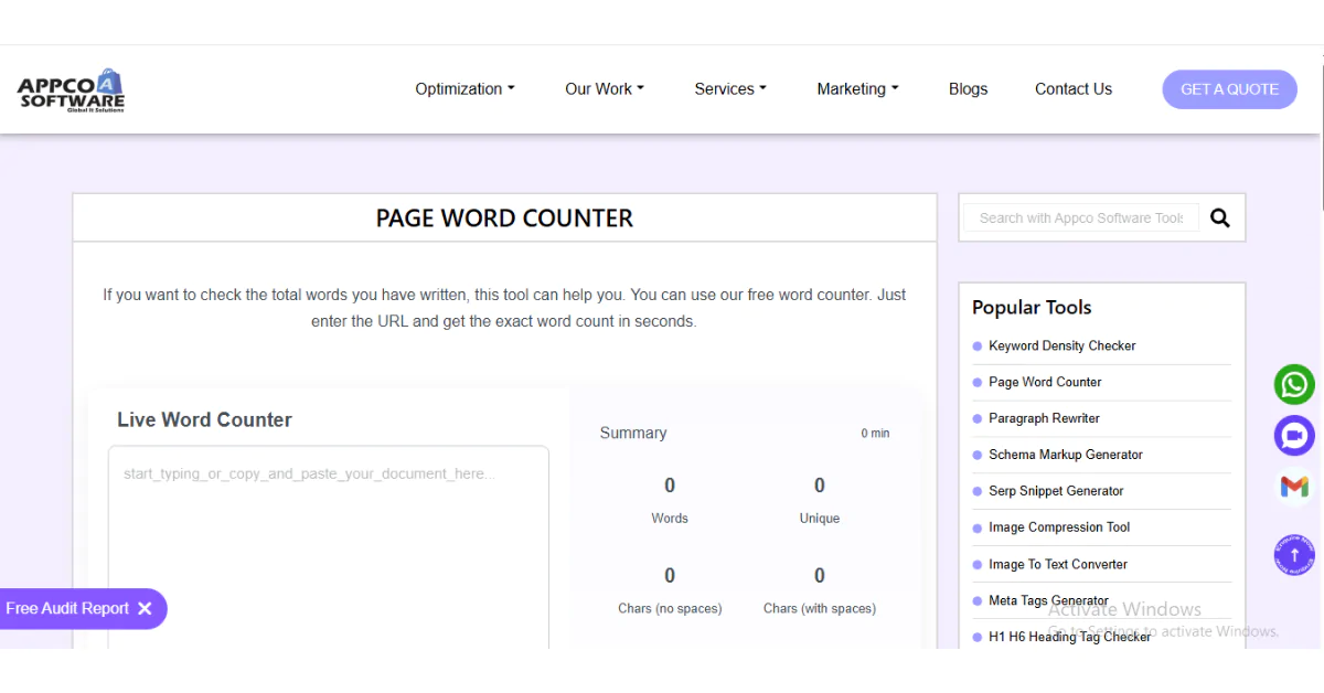 Free Page Word Counter