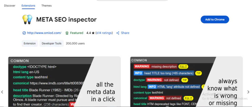 SEO analysis Chrome extensions
