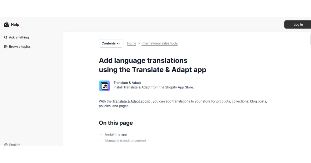 Shopify’s own translation plugin